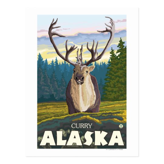Caribou in the Wild - Curry, Alaska Postcard