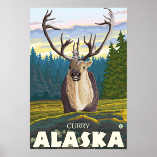 Caribou in the Wild - Curry, Alaska Poster