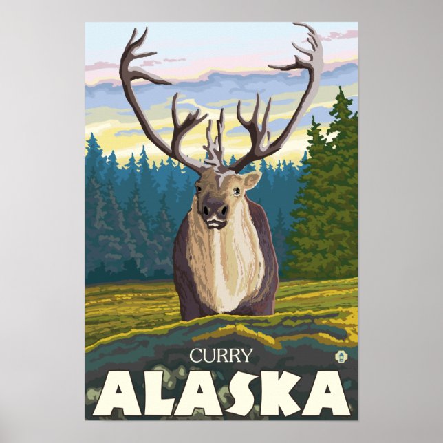 Caribou in the Wild - Curry, Alaska Poster (Front)
