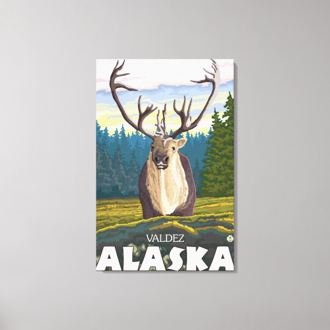 Caribou in the Wild - Valdez, Alaska Canvas Print (Front)