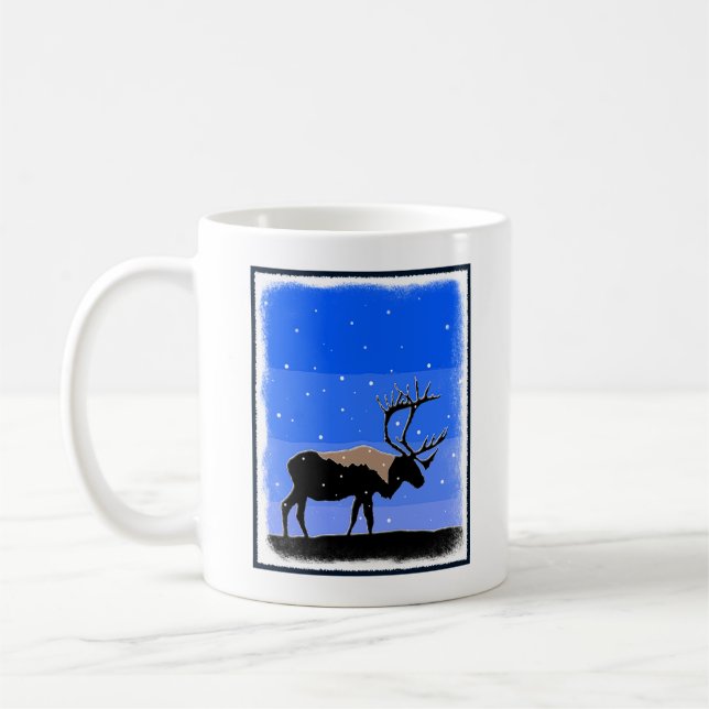 Caribou in Winter  - Original Wildlife Art Coffee Mug (Left)