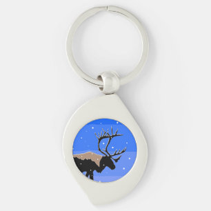 Caribou in Winter  - Original Wildlife Art Key Ring