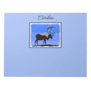 Caribou in Winter - Original Wildlife Art Notepad
