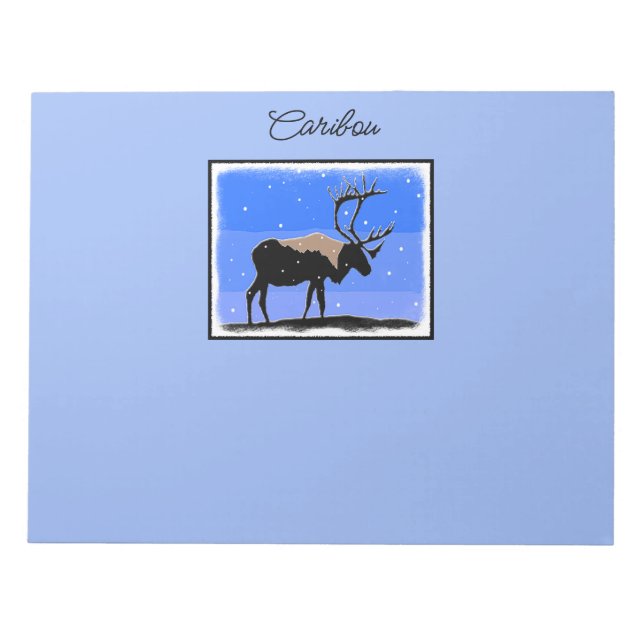 Caribou in Winter  - Original Wildlife Art Notepad (Front)