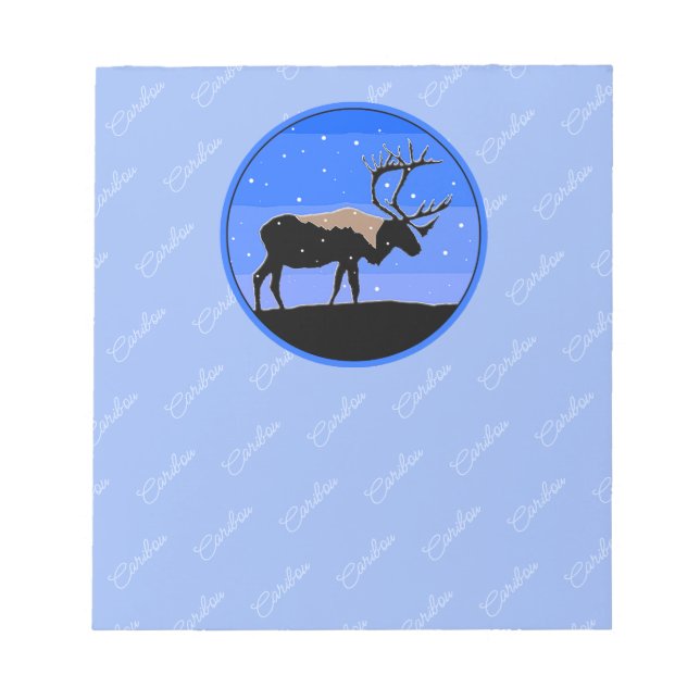 Caribou in Winter  - Original Wildlife Art Notepad (Front)