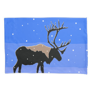 Caribou in Winter  - Original Wildlife Art Pillowcase