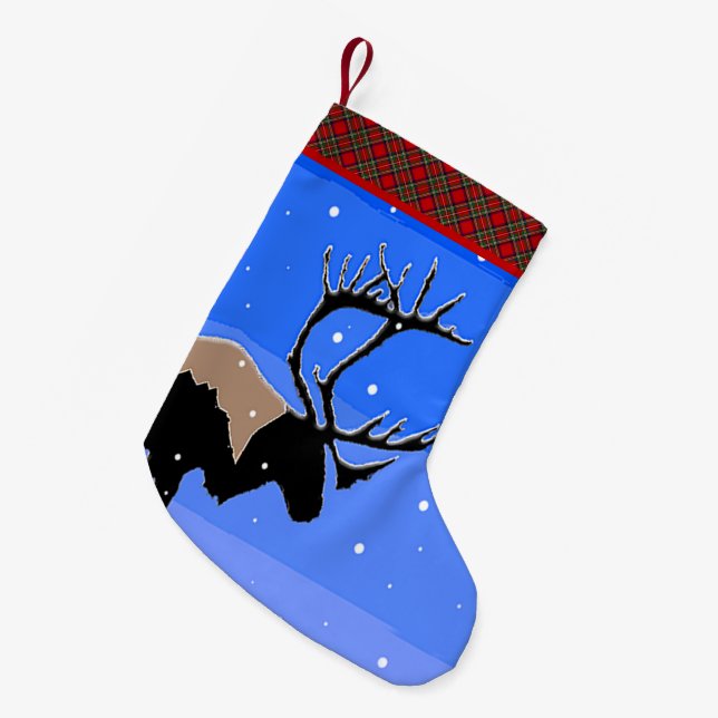 Caribou in Winter  - Original Wildlife Art Small Christmas Stocking (Front (Hanging))