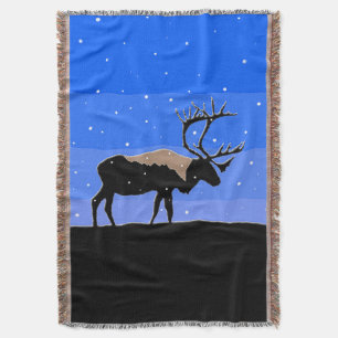 Caribou in Winter - Original Wildlife Art Throw Blanket