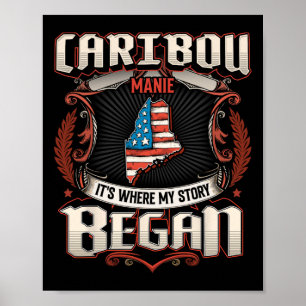 Caribou Maine Usa Flag Independence Day Poster