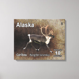Caribou (Reindeer) - Alaska Postage Canvas Print