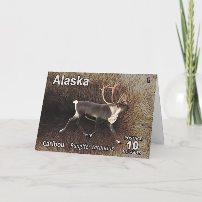 Caribou (Reindeer) - Alaska Postage Holiday Card (Front)