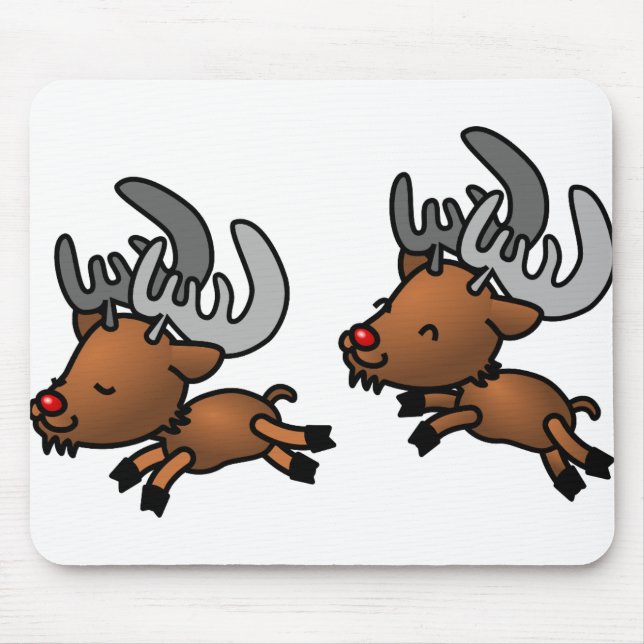 Caribou Reindeer Deer Animals Wild Happy Jumping Mouse Mat (Front)