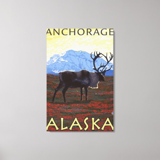 Caribou Scene - Anchorage, Alaska Canvas Print (Front)