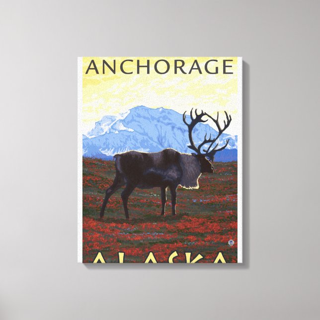 Caribou Scene - Anchorage, Alaska Canvas Print (Front)