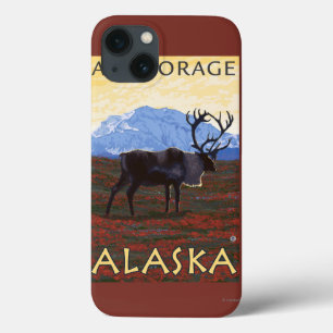 Caribou Scene - Anchorage, Alaska iPhone 13 Case