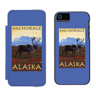 Caribou Scene - Anchorage, Alaska Incipio Watson™ iPhone 5 Wallet Case