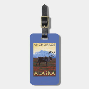 Caribou Scene - Anchorage, Alaska Luggage Tag