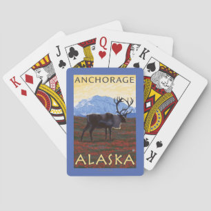 Caribou Scene - Anchorage, Alaska Playing Cards