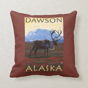 Caribou Scene - Dawson, Alaska Cushion