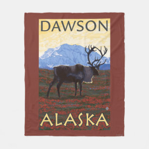 Caribou Scene - Dawson, Alaska Fleece Blanket
