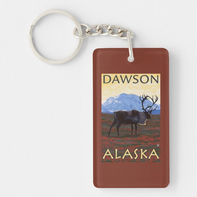 Caribou Scene - Dawson, Alaska Key Ring (Front)