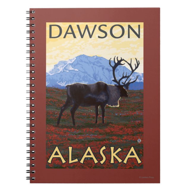Caribou Scene - Dawson, Alaska Notebook (Front)