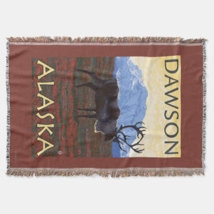 Caribou Scene - Dawson, Alaska Throw Blanket