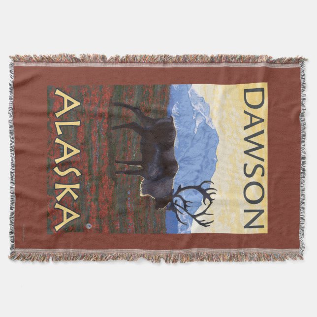 Caribou Scene - Dawson, Alaska Throw Blanket (Front)