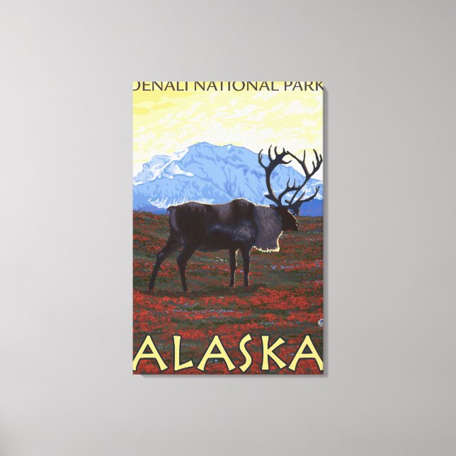 Caribou Scene - Denali National Park, Alaska Canvas Print (Front)