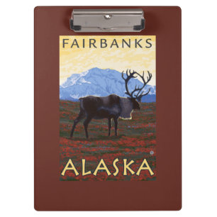 Caribou Scene - Fairbanks, Alaska Clipboard