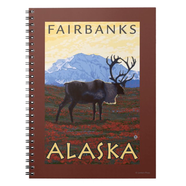 Caribou Scene - Fairbanks, Alaska Notebook (Front)