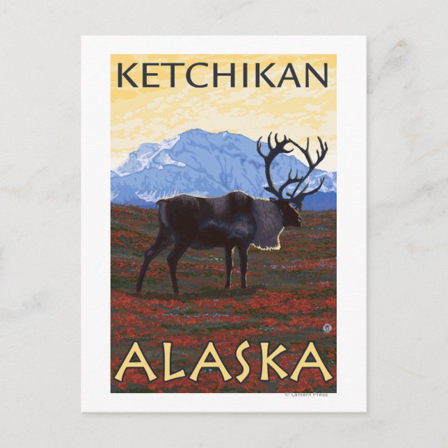 Caribou Scene - Ketchikan, Alaska Postcard (Front)