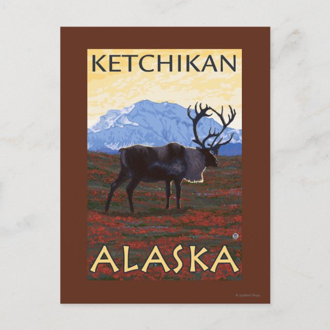 Caribou Scene - Ketchikan, Alaska Postcard (Front)