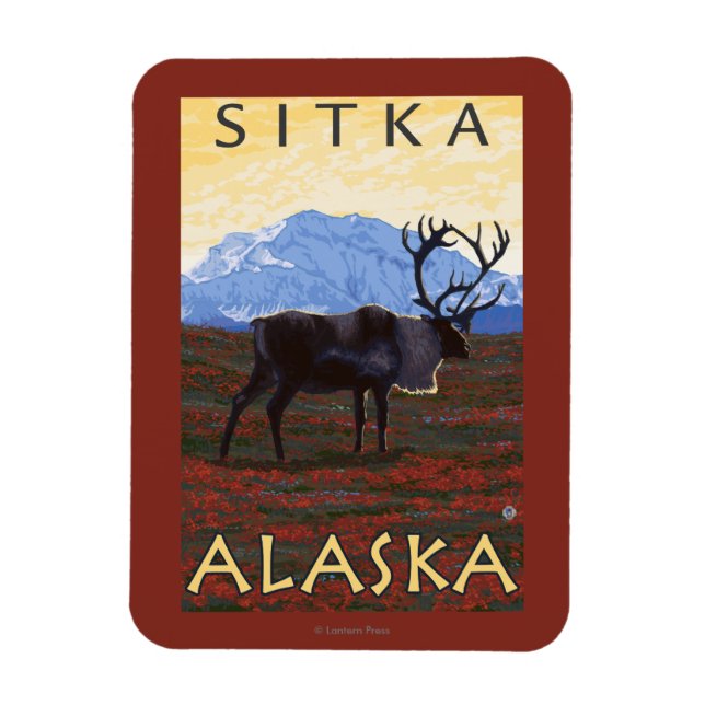 Caribou Scene - Sitka, Alaska Magnet (Vertical)