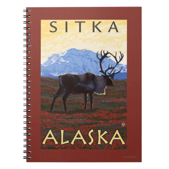 Caribou Scene - Sitka, Alaska Notebook (Front)