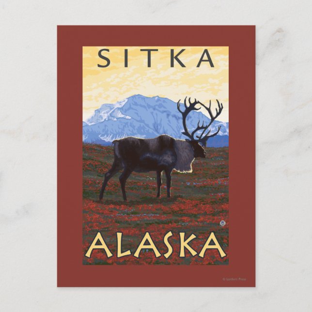 Caribou Scene - Sitka, Alaska Postcard (Front)