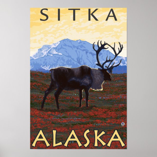 Caribou Scene - Sitka, Alaska Poster (Front)