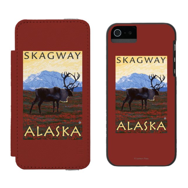 Caribou Scene - Skagway, Alaska Incipio iPhone Wallet Case (Side by Side)