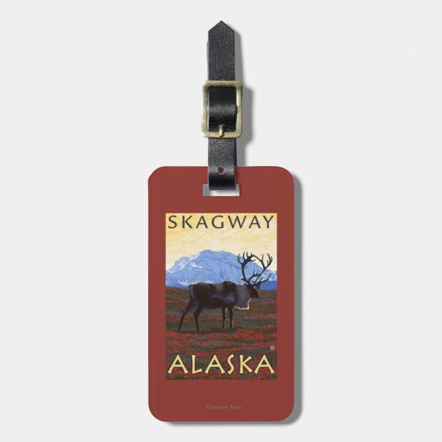 Caribou Scene - Skagway, Alaska Luggage Tag (Front Vertical)
