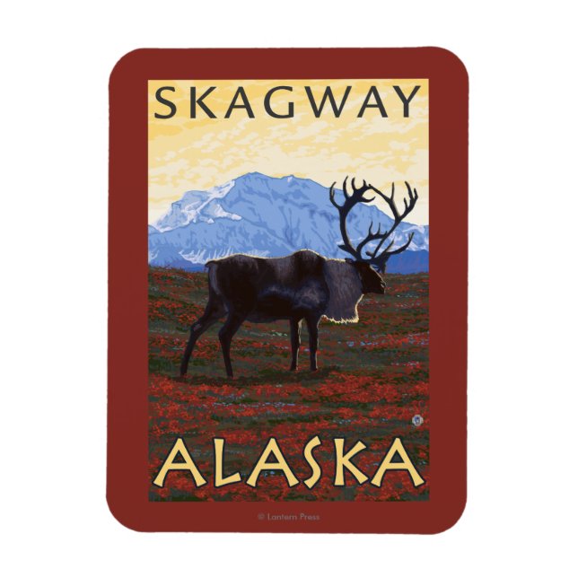 Caribou Scene - Skagway, Alaska Magnet (Vertical)