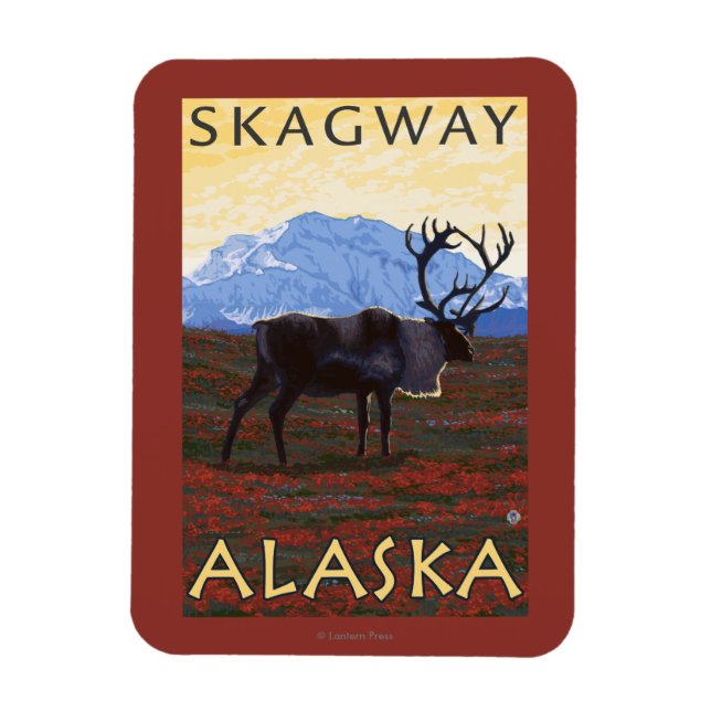 Caribou Scene - Skagway, Alaska Magnet (Vertical)