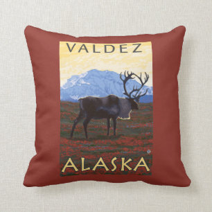 Caribou Scene - Valdez, Alaska Cushion