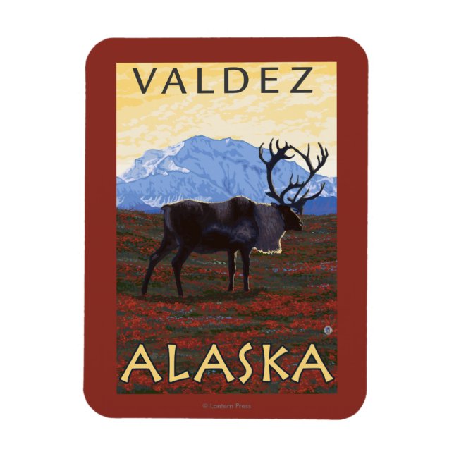 Caribou Scene - Valdez, Alaska Magnet (Vertical)