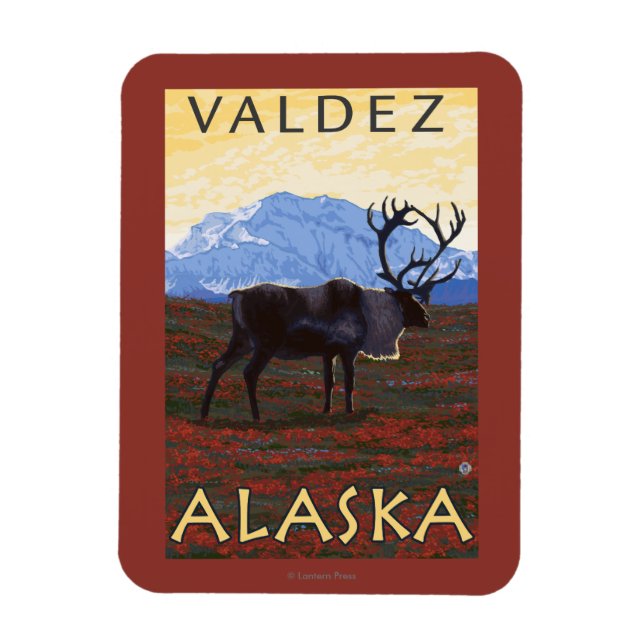 Caribou Scene - Valdez, Alaska Magnet (Vertical)