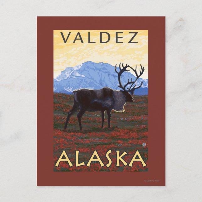 Caribou Scene - Valdez, Alaska Postcard (Front)