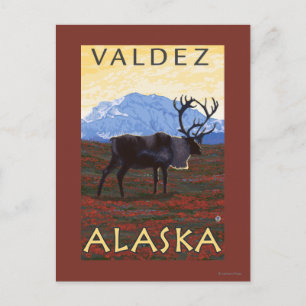 Caribou Scene - Valdez, Alaska Postcard