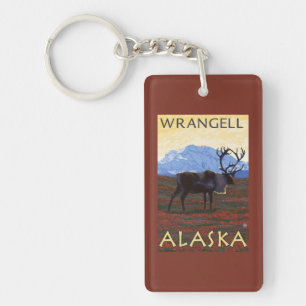 Caribou Scene - Wrangell, Alaska Key Ring