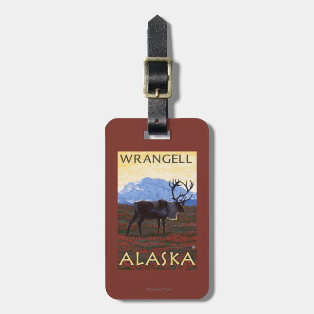 Caribou Scene - Wrangell, Alaska Luggage Tag (Front Vertical)
