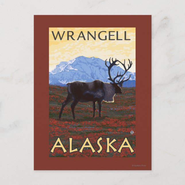 Caribou Scene - Wrangell, Alaska Postcard (Front)
