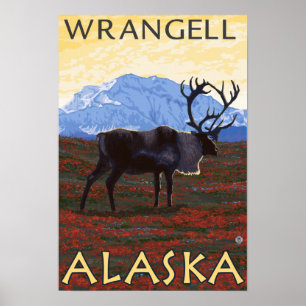Caribou Scene - Wrangell, Alaska Poster